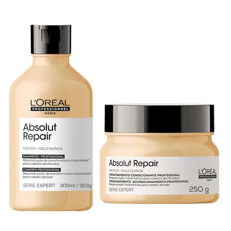 Embalagem de L’Oréal Professionnel Absolut Repair Gold Quinoa + Protein Kit - Shampoo + Máscara