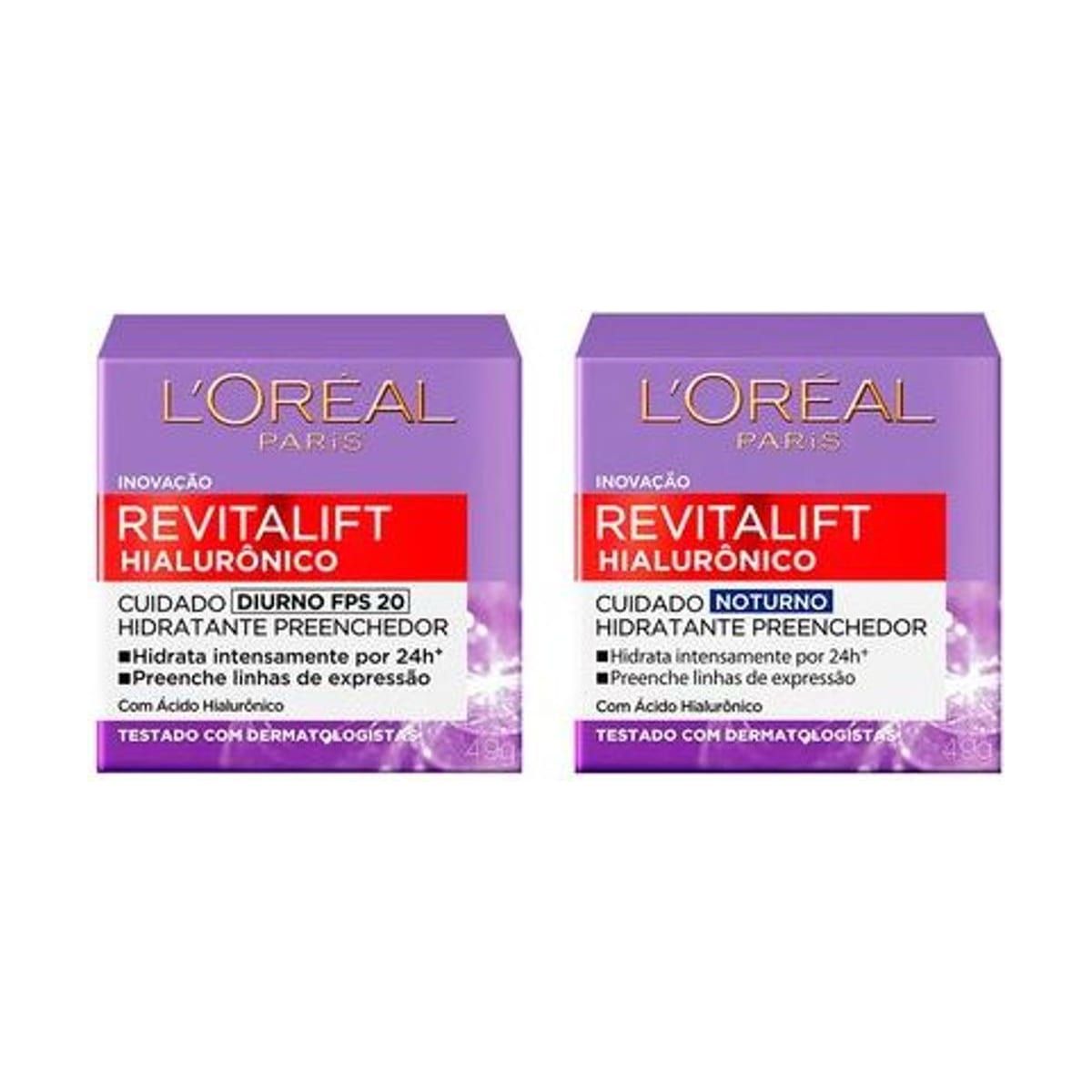Embalagem de L'Oréal Paris Revitalift Hialurônico Kit Anti-idade - Diurno + Noturno